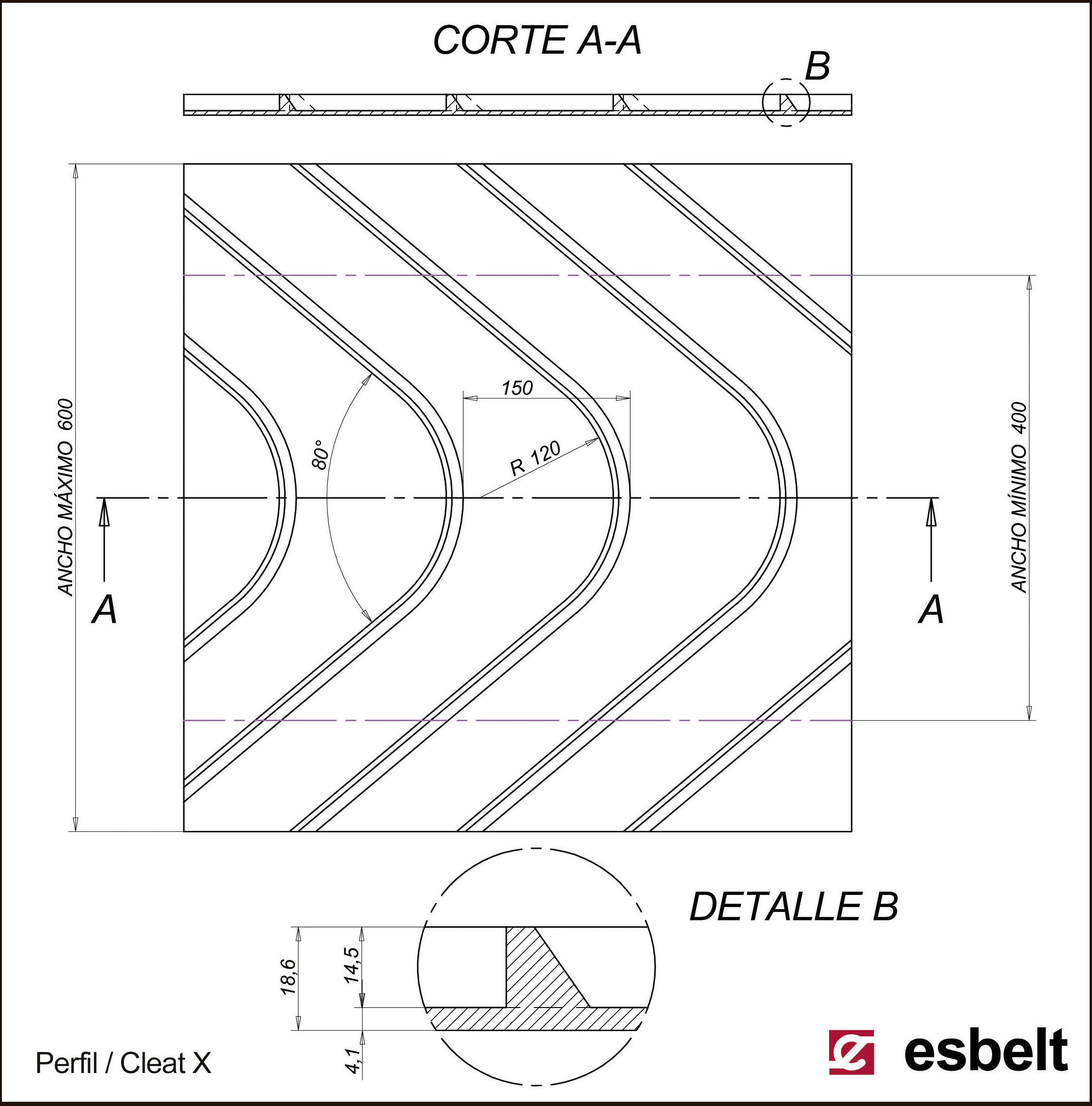 Esbelt Conveyor Belt - Chevron Pattern X