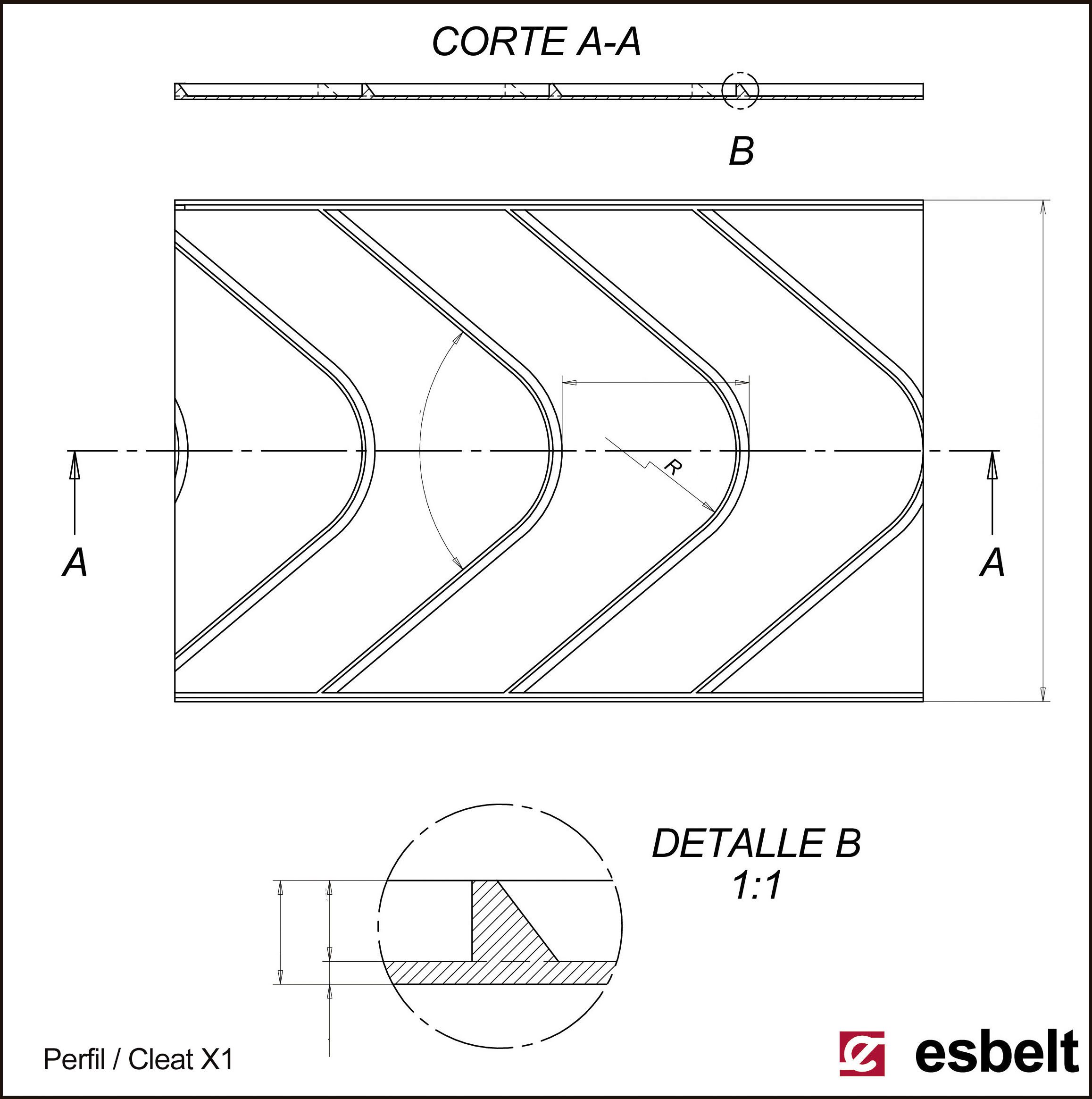 Esbelt Conveyor Belt - Chevron Pattern X1