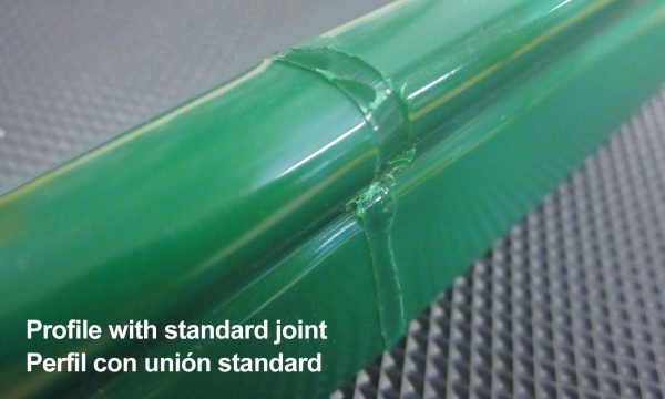 Esbelt curved belt profile with standard joint